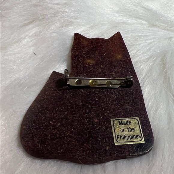 Charming Vintage Double Cat Brooch - Black and Gold - Picture 2 of 4